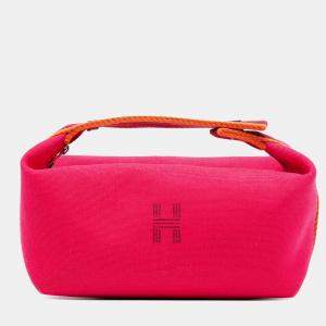 Pre Owned Hermes Pink Red Small Toile Bride A Brac Case