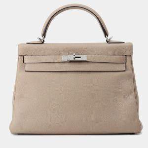 Pre Owned Hermes Kelly Retourne Gris Tourterelle Togo Leather Size 32