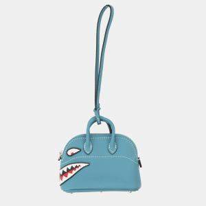 Pre Owned Hermes Bolide Shark Bag Charm New Blue Jean Swift Leather