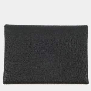 Pre Owned Hermes Calvi Duo Black Chevre Myzore Goatskin
