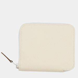 Pre Owned Hermes Azap Compact Silk In Craie Epsom