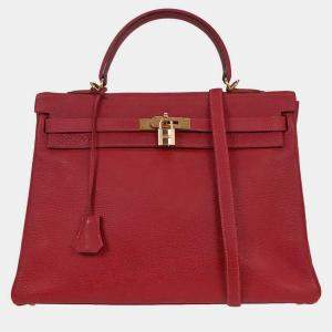 Pre Owned Hermes Rouge Garance Ardennes Kelly 35 Retourne 2way Handbag