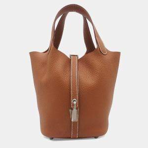 Pre Owned Hermes Brown Clemence Picotin Lock 18