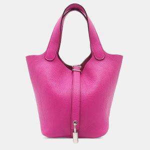 Pre Owned Hermes Pink Clemence Picotin Lock 18