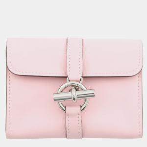 Pre Owned Hermes Glennan Compact Rose Sakura Swift Leather
