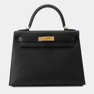 Pre Owned Hermes Kelly Sellier Black Epsom Size 28