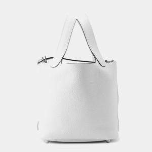 Pre Owned Hermes Picotin Lock New White Taurillon Clemence Size Pm