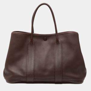 Pre Owned Hermes Brown Orange Swift and Silk Bolduc Twilly Garden Party 30