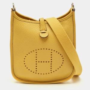 Pre Owned Hermes Evelyne TPM Sun Taurillon Clemence Leather Crossbody Bag
