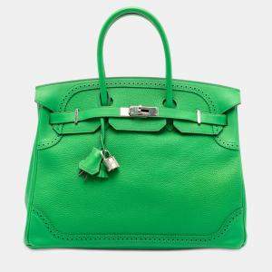 Pre Owned Hermes Green Togo and Swift Ghillies Birkin Retourne 35
