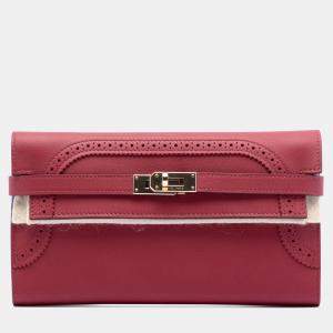 مملوكة مسبقًا محفظة هيرمس كيلي لونغ حليات حمراء سويفت