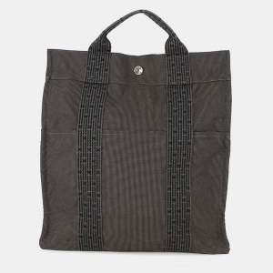 مملوكة مسبقًا حقيبة هيرمس هير لاين نايلون قماش رمادي مقاس وسط