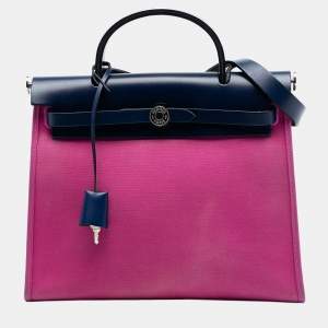 مملوكة مسبقًا Hermes Blue Pink Toile Herbag Zip 31