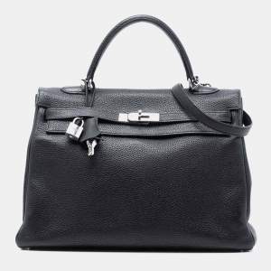Pre Owned Hermes Black Togo Kelly II Retourne 35