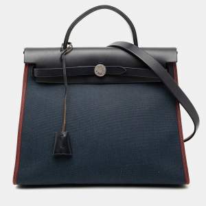 مملوكة مسبقًا حقيبة هيرميس هيرباج زيب 31 أسود أزرق توال