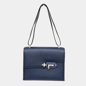 Pre Owned حقيبة هيرميس فيرو جلد إبسم على الكتف كحلي