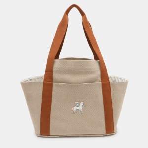 Pre Owned Hermes Cabriole Beige/Brown Canvas Nappy Tote Bag