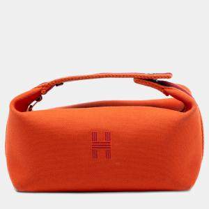 مملوكة مسبقًا Hermes Orange, Red Small Toile Bride A Brac Case