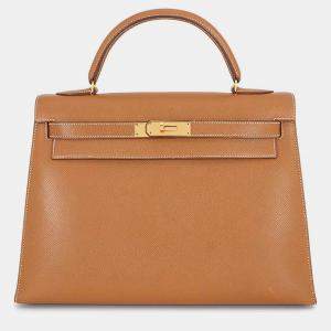 مملوكة مسبقًا Hermes Kelly Sellier Gold Courchevel Size 32