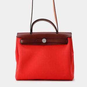 Pre Owned هيرمس هرباغ زيب روجسيلير تويلي أوفيسييه جلد العجل بوكس سايز بي إم