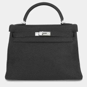 Pre Owned Hermes Kelly Retourne Black Togo Leather Size 32