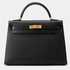 Pre Owned Hermes Kelly Sellier Black Epsom Size 32