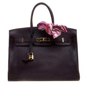 Hermes Bordeaux Togo Leather Gold Hardware Birkin 35 Bag