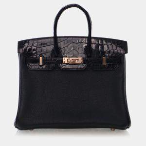 Pre Owned حقيبة هيرمس بيركن تاتش 25 جلد توغو عجل أسود بمقبض علوي