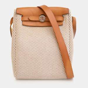 Pre Owned Hermes Herbag TPM Beige Toile Canvas Top Handle Bag