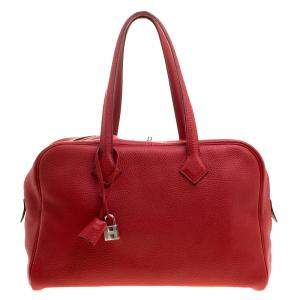 Hermes Rougue Garance Togo Leather Victoria II Bag