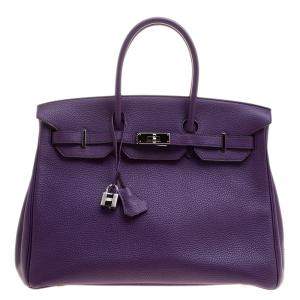 Hermes Ultraviolet Togo Leather Palladium Hardware Birkin 35 Bag