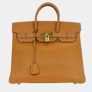 Pre Owned Hermes Natural Sable Ardennes Haut a Courroies 32 Handbag