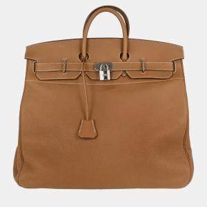 Pre Owned Hermes Gold Taurillon Clemence Haut a Courroies 50 Handbag