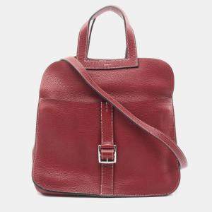 Pre Owned Hermes Arzan 31 Rouge H Handbag In Taurillon Clemence Leather Red
