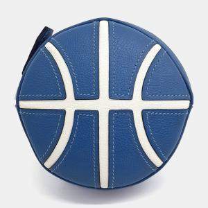 Pre Owned Hermes Blue Leather Basketball Pouch