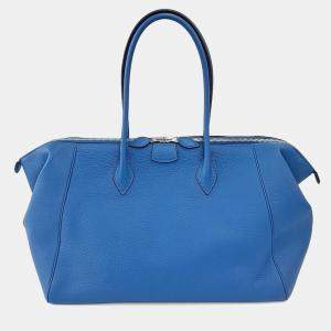 Pre Owned Hermes Blue Leather Paris Bombay 37