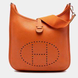 Pre Owned Hermes Orange Clemence Evelyne III 29