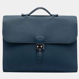 Pre Owned Hermes Blue Togo Sac A Depeches 38