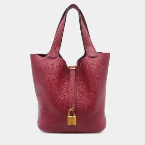 Pre Owned Hermes Red Clemence Picotin Lock 22