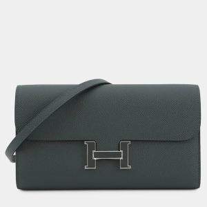 Pre Owned Hermes Constance To Go Vert Mangrove Epsom