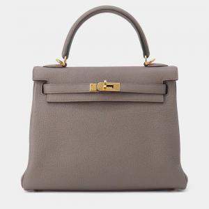 Pre Owned Hermes Kelly Retourne Etain Togo Leather Size 25