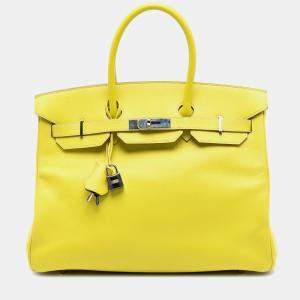 مملوكة مسبقًا Hermes Yellow Epsom Verso Birkin Retourne 35