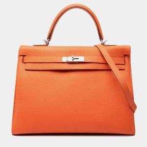 مملوكة مسبقًا Hermes Orange Togo Kelly II Retourne 35