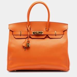 Pre Owned Hermes Orange Epsom Birkin Retourne 35