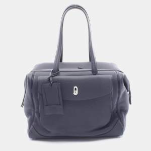 مملوكة مسبقًا Hermes Warago Cabin 35 Handbag Leather Togo Togo Navy Blue