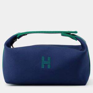 Pre Owned Hermes Brid A Black Marine Canvas Size Pm