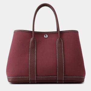 مملوكة مسبقًا Hermes Garden Party Rouge H Toile Officier Negonda Leather Size TPM