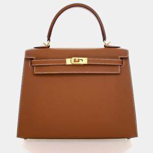 Pre Owned Hermes Gold Epsom Sellier Kelly 25