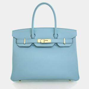Pre Owned حقيبة هيرمس بيركين 30 جلد إبسوم بلو أتول