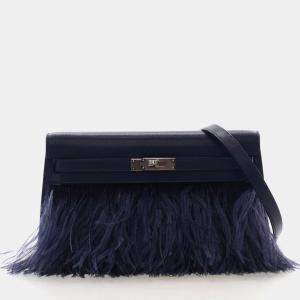 مملوكة مسبقًا Hermes Bleu Sapphir Chevre Chamkila Foile Kelly Elan